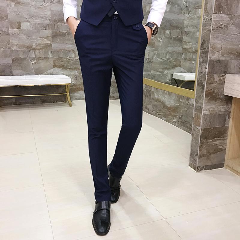 Utara Angin Cetakan Hip Hop Versi Santai Korea Bisnis Formal Kasual Celana Formal Slim Celana Celana Jas Setelan Pria Hitam