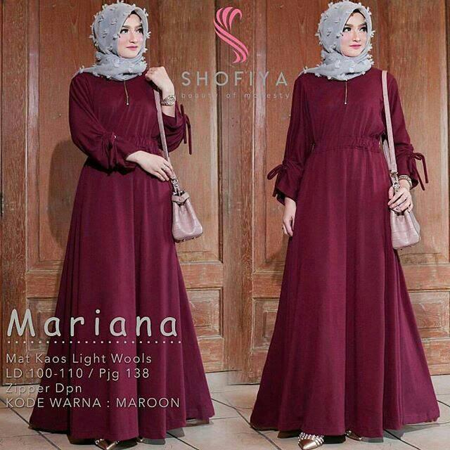 Gamis Mariana V Dress Maxi Tangan Panjang Wanita Dewasa - Gamis Polos Baloteli Busana Muslim Wanita Gamis Murah Baju Lebaran Baju Pesta