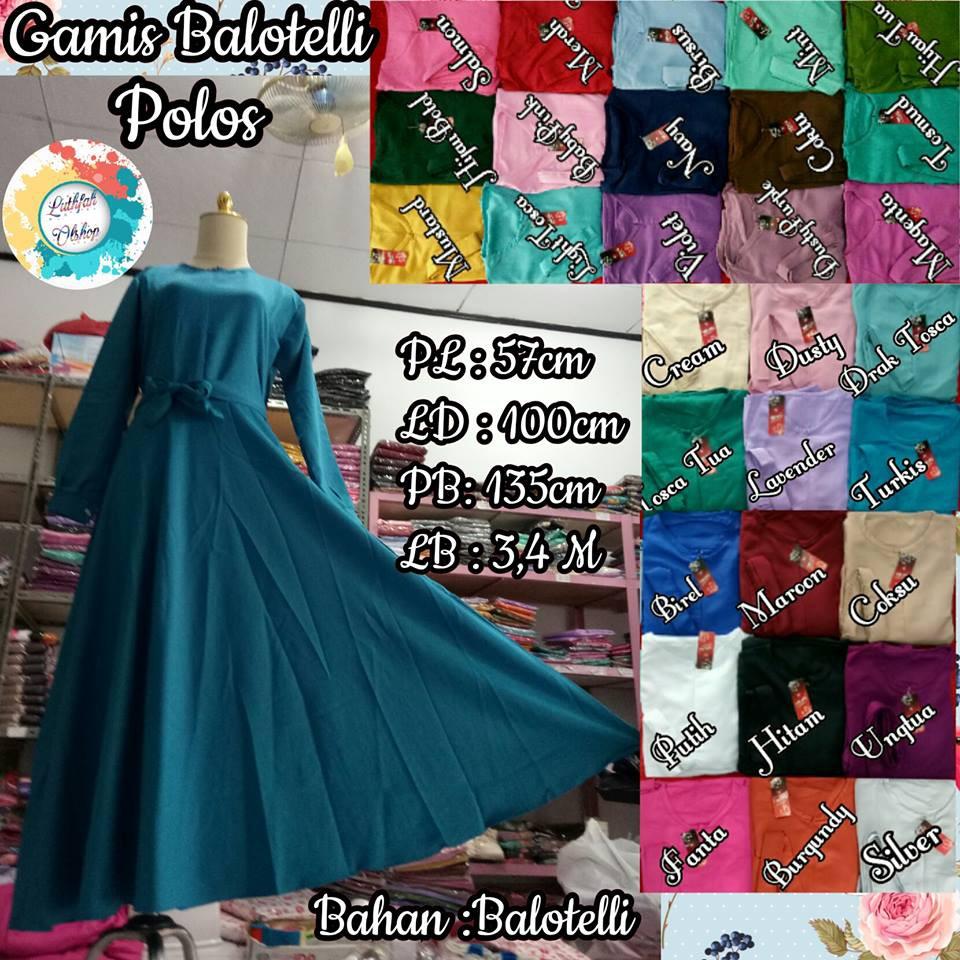 GAMIS BALOTELLI POLOS / DRESS MAYUNG 3,5M / GAMIS BALOTELLI TERMURAH (PUTIH BERSIH)