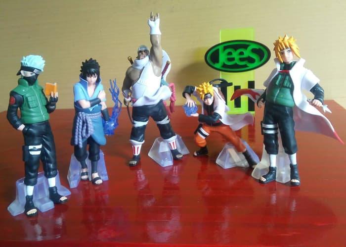 1Set Action Figure Naruto, Sasuke, Kakashi, Minato, Killer Bee / Hobi