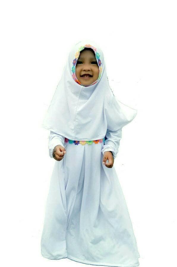 gamis anak / baju muslim anak perempuan manasik haji warna putih/Baju Lebaran anak/Gamis Cantik