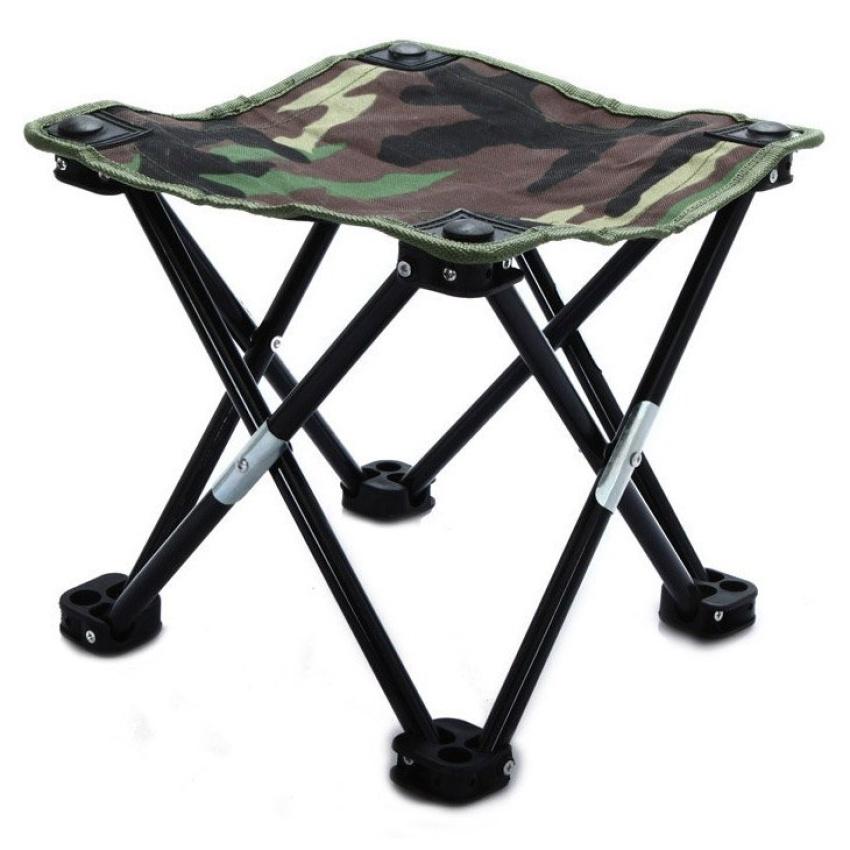 Kursi Lipat Mancing Kotak Desain Army Camouflage Outdoor Piknik Adventure Camping - Hijau