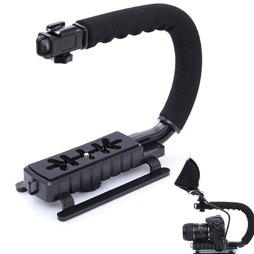 Camera Stabilizer Grip Video Handle C Shape for DSLR GoPro Xiaomi Yi Pegangan Camcorder Gimbal Steadycams Steady Handheld Top Hot Shoe Design Perlengkapan Audio Video Vlog Shooting Filming Comfortable Grip s0059 - Black