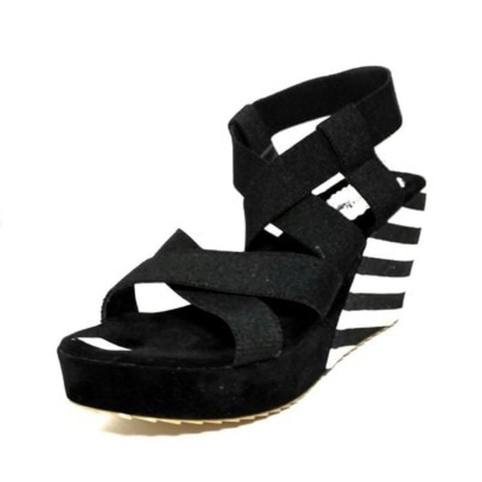 Hanya untuk Wanita Jaman NOW Wedges Belang Q01