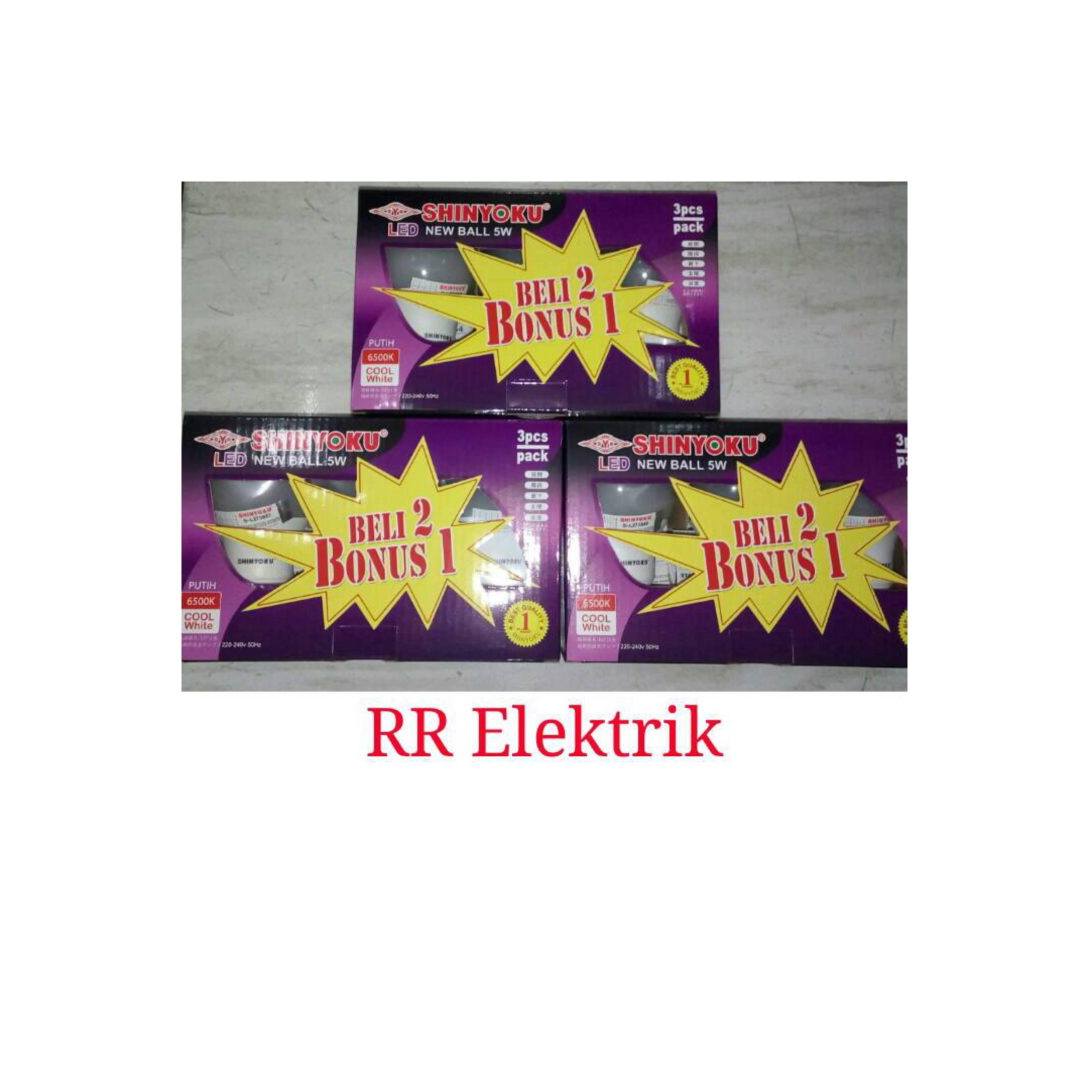Lampu LED Shinyoku New Ball 5 Watt Putih (Beli 2 bonus 1)
