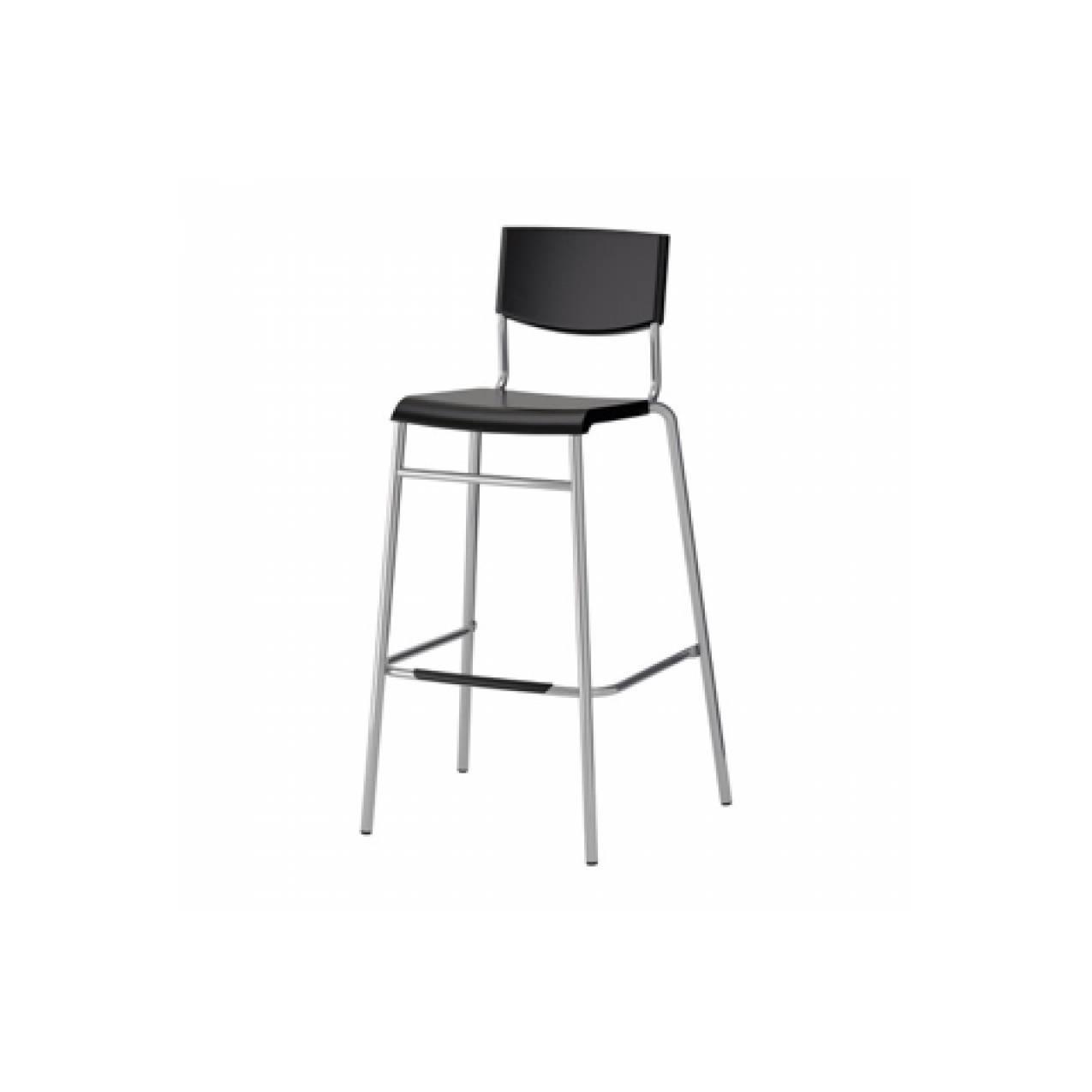 IKEA STIG Kursi Bar dengan Sandaran - Hitam, tinggi 74 cm