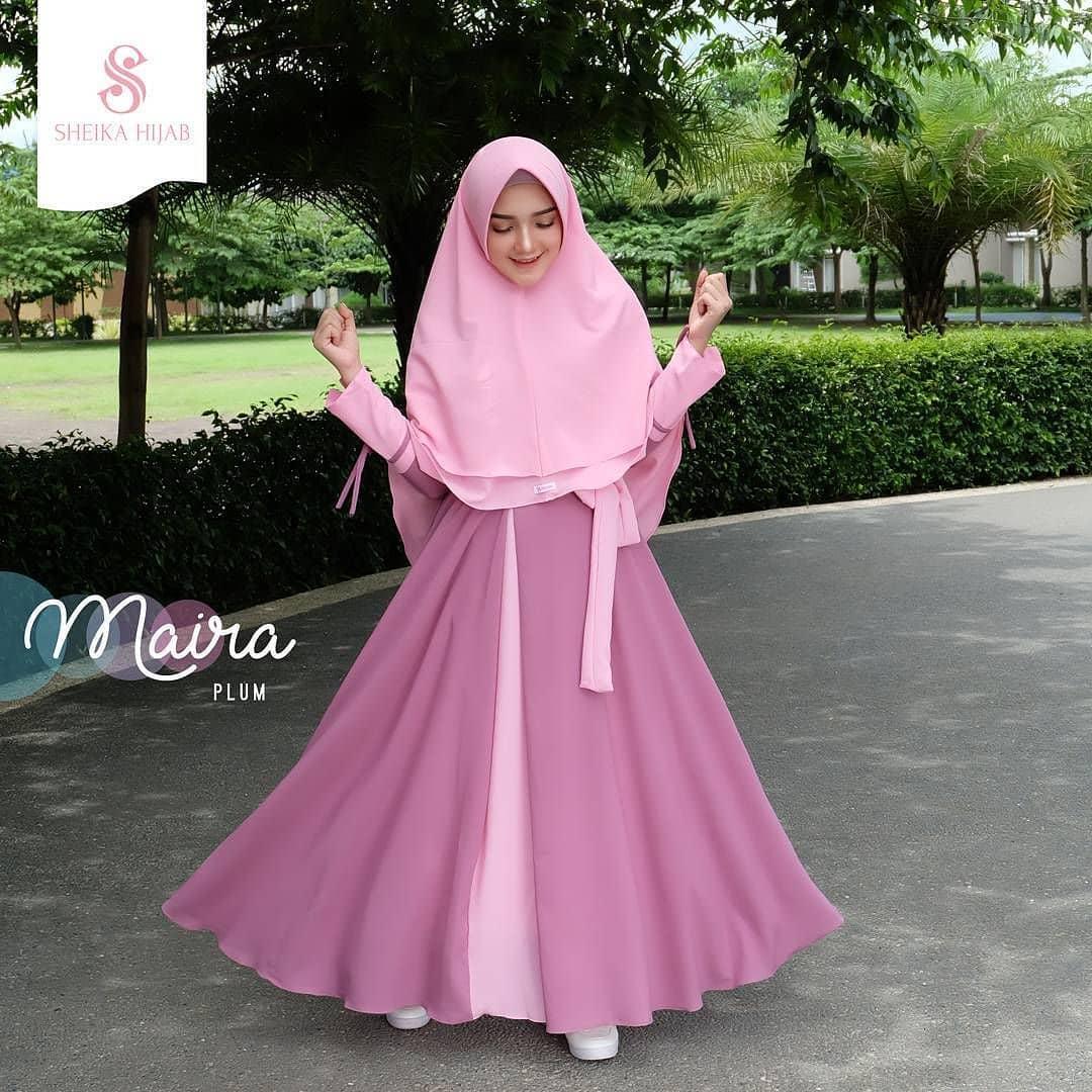Baju Original Maira Syari + Khimar Wolfice Gamis Panjang Wanita Muslim Pakaian Cewek Gaun Hijab LongDress Fashion Terbaru 2018
