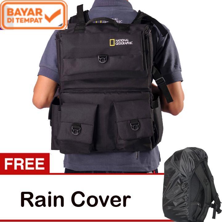 National Geographic Tas Kamera DSLR mirrorless Ransel Muat 2 Kamera 2 Lensa Laptop 14 inch kode D