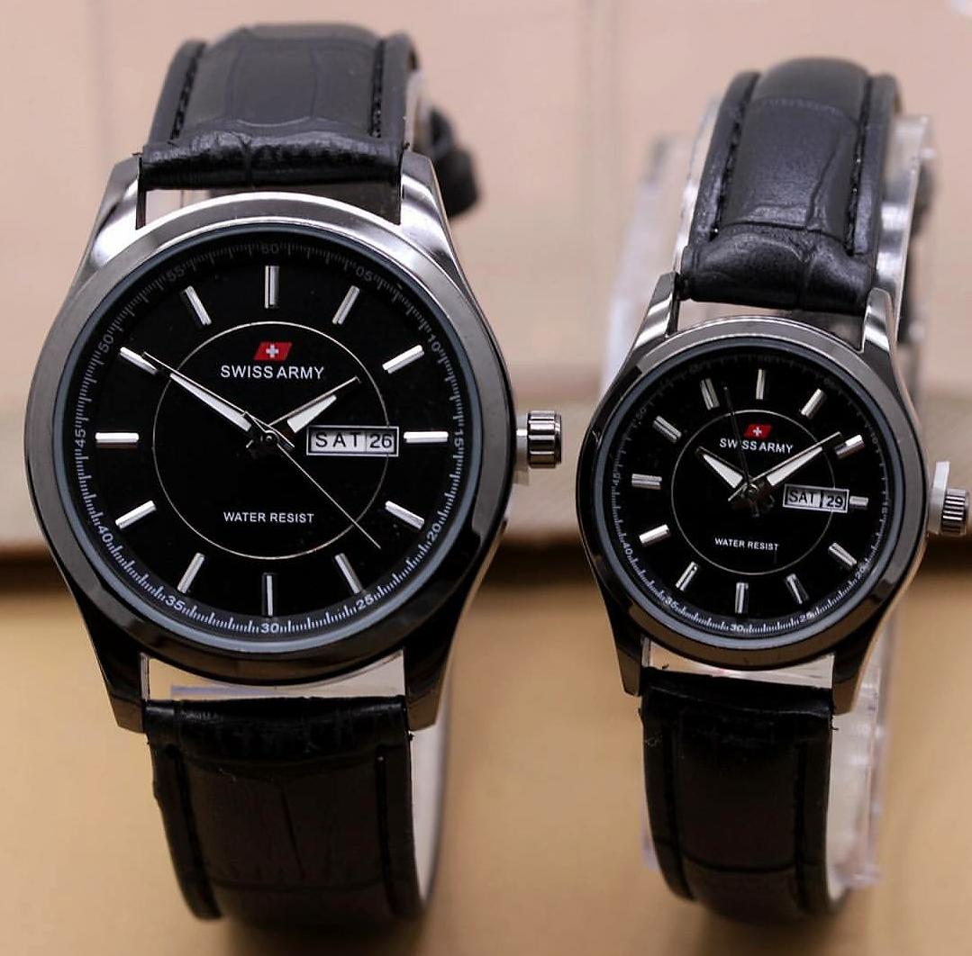 Swiss Army Couple Jam Tangan Pria dan Wanita Genuine Leather Strap / Tali Kulit ( Couple Goals ) New Edition