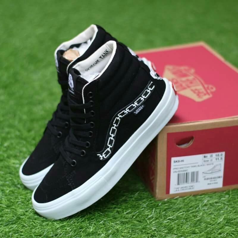 Promo SEPATU SNEAKERS SKATE KEREN VANS SK8 PRO SKETCHY TANK BLACK WHITE Diskon