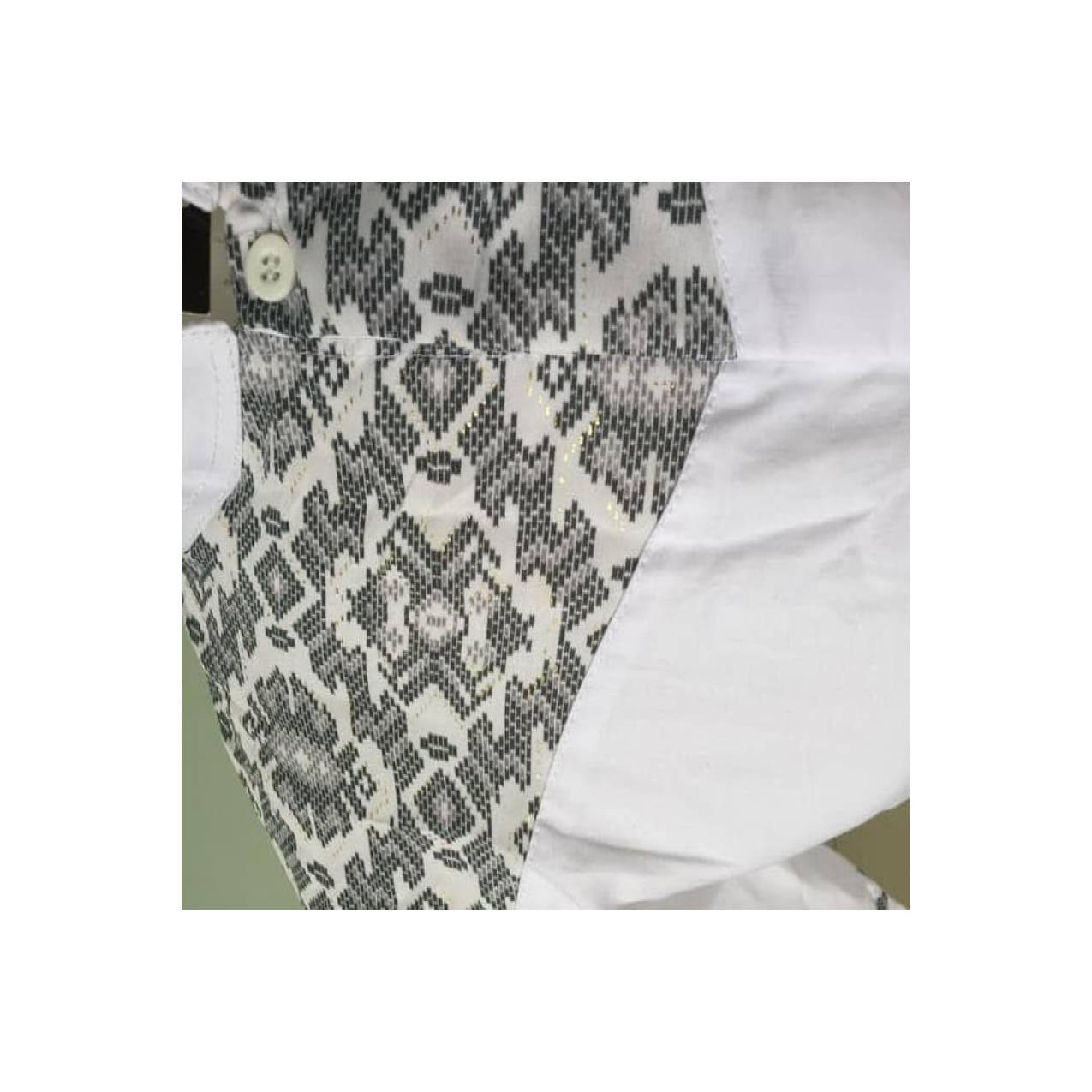 Kemeja / Baju Koko Muslim Couple Ayah Anak Exe - Putih Kombinasi Batik