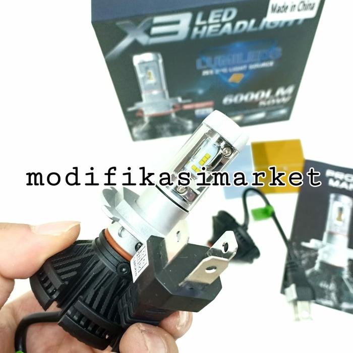 Lampu mobil LED X3 H4 HIGH QUALITY BISA GANTI 3 WARNA