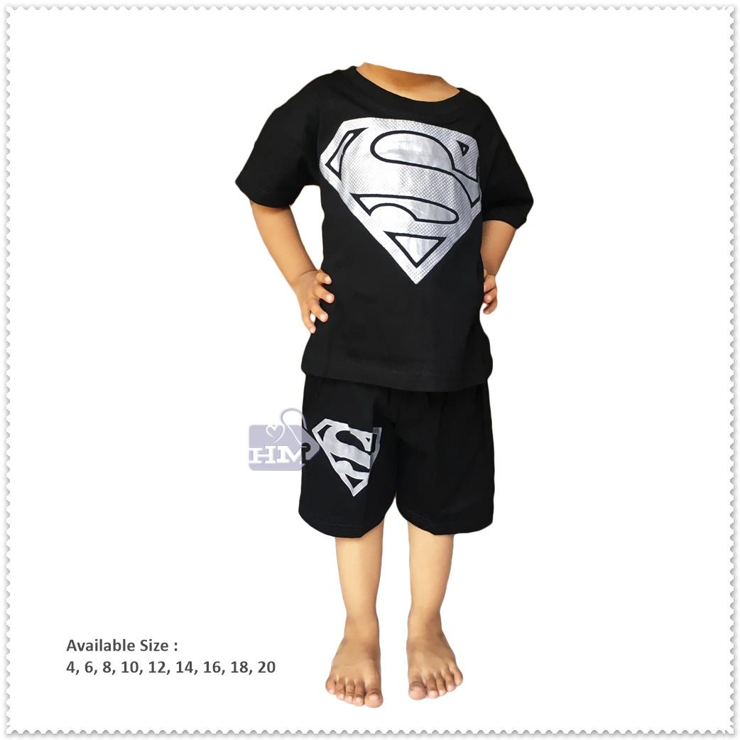 HM SETELAN ANAK SUPERMAN KAOS ANAK KARAKTER 2-10tahun