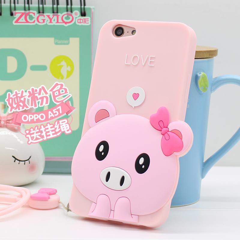OPPO Casing HP A57 Sarung HP A57m Silikon Lunak Kartun Tali Gantungan Anti Jatuh