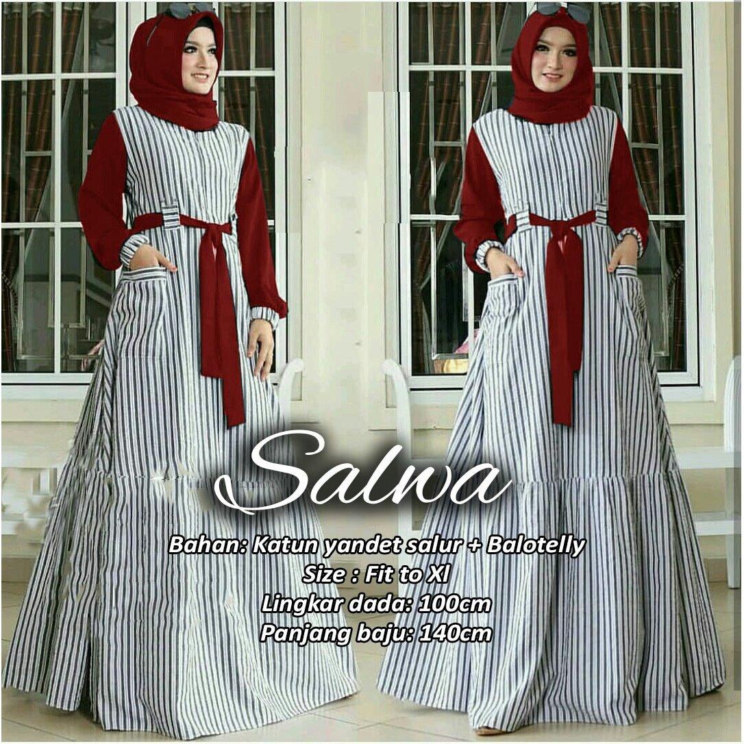 trenshopee Gamis Maxy Salwa Salur Kombinasi