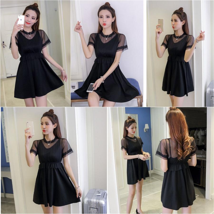 Black Mesh A Shape (S,M,L) Dress 31657