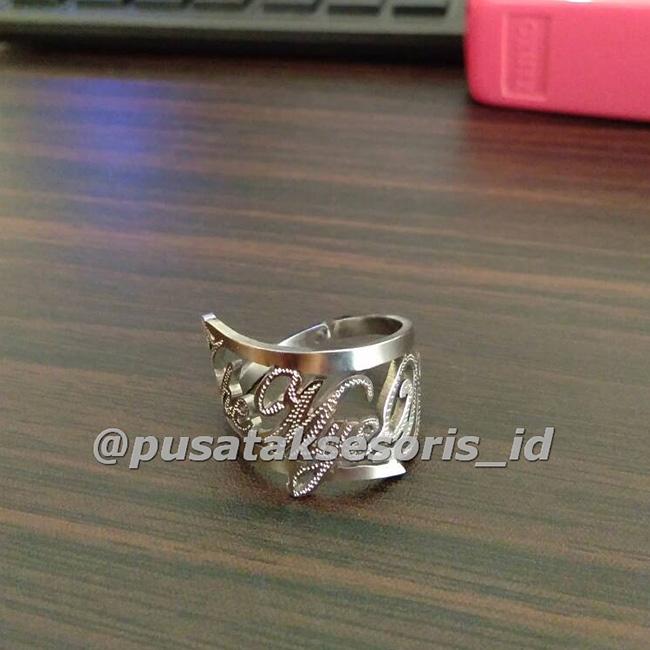 Jual Cincin Nama Silver Titanium Bisa cetak sesuai nama sendiri