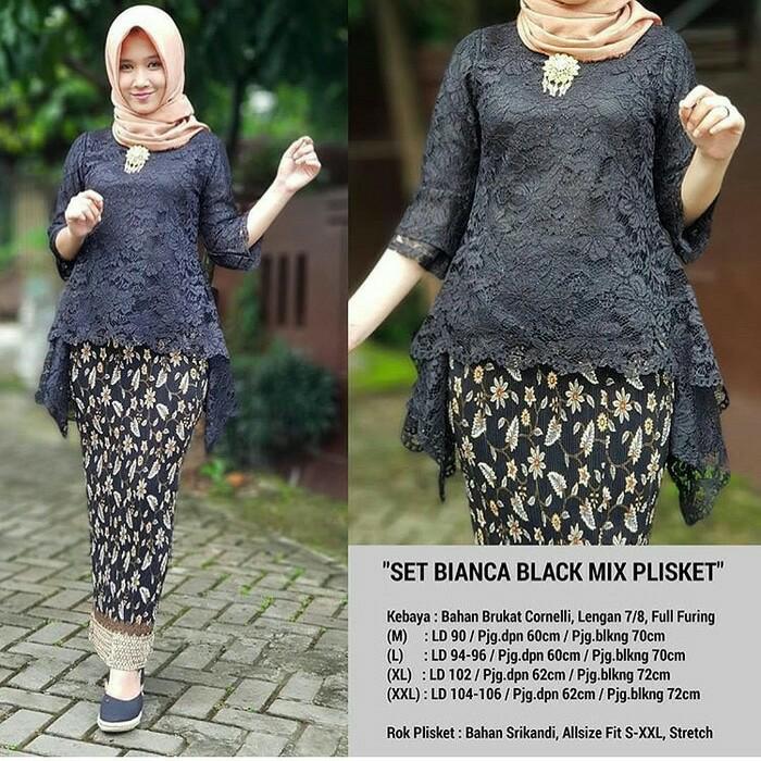 Kebaya Modern Brukat Rinjani Full Puring Rok Plisket Aneka Pilihan