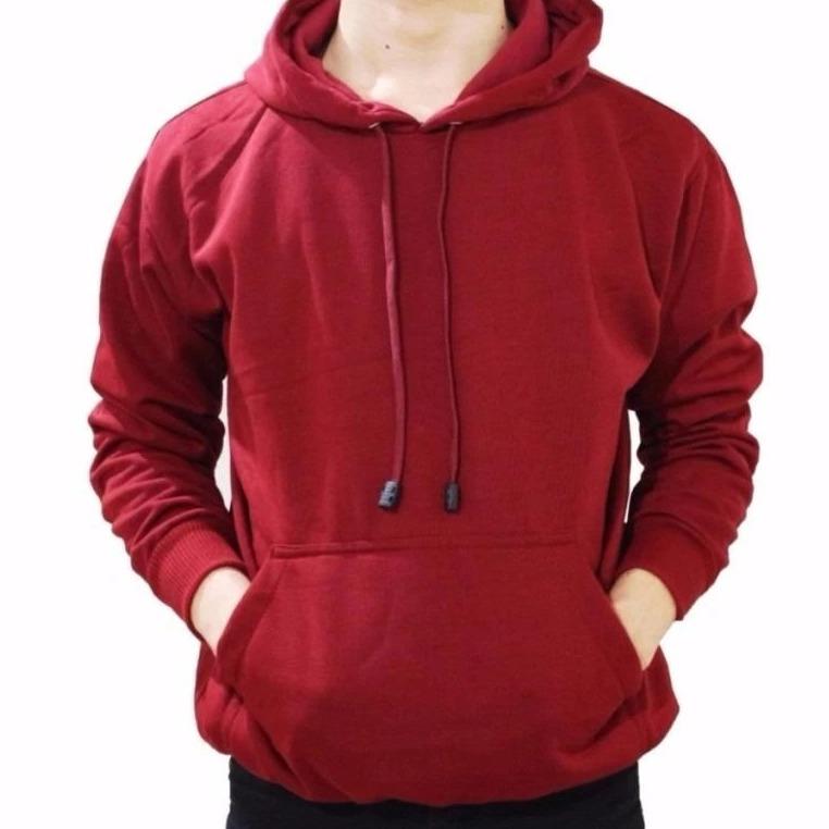 Jaket Pria Murah Jumper Hoodie Kasual-Maroon Best Seller