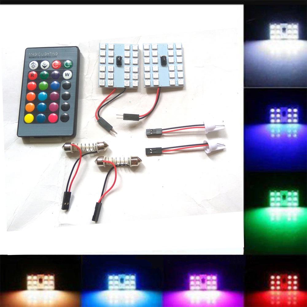 Lampu Plafon - Lampu Kabin Mobil Led Plasma SMD 5050 T10 Remote Wireless RGB