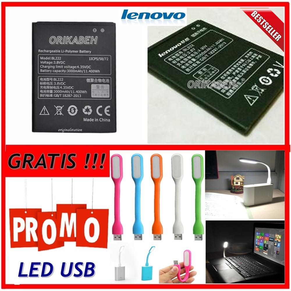 Lenovo Baterai / Battery BL222 For Lenovo S660 Original - Kapasitas 3000mAh + Gratis Lampu Led Usb ( orikabeh )