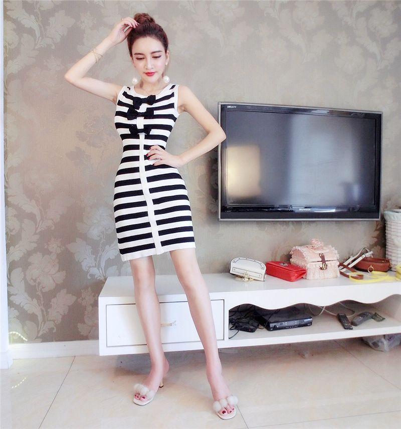 Stripe Triple Sweet Bow Dress 31692