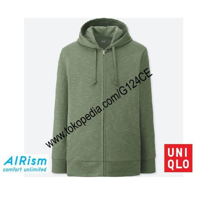 Jacket Pria Uniqlo Airism Hoodie Retsleting 404169 Hijau Green 53