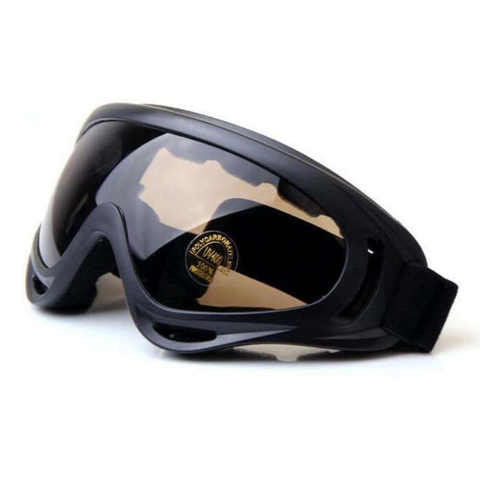 Kacamata Goggles Ski Tactical Sepeda Motor Pelindung Mata Lensa Wide - Lensa Coklat