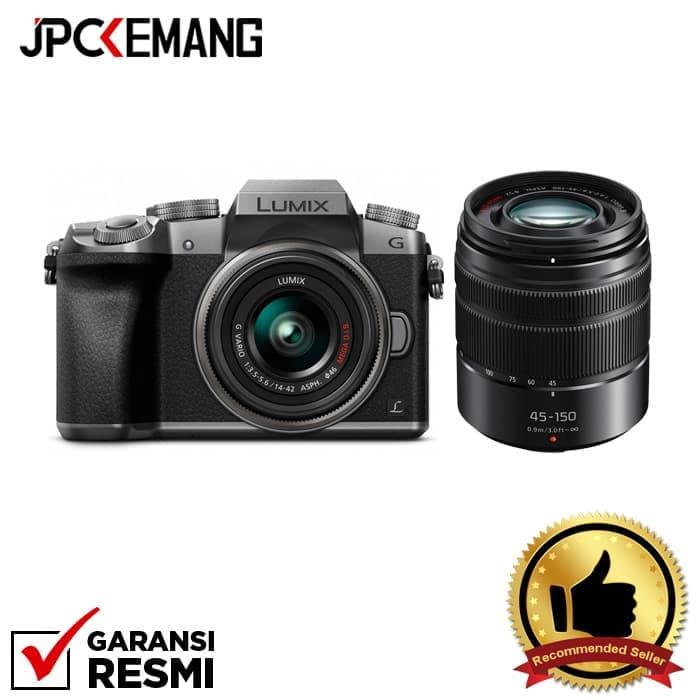 Panasonic Lumix G7 Kit 14-42mm f/3.5-5.6 II Silver with Panasonic Lumix G Vario 45-150mm f/4-5.6 jpckemang GARANSI RESMI