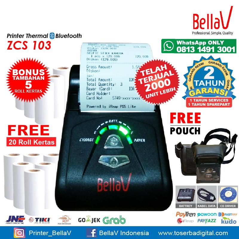 PRINTER BLUETOOTH THERMAL BELLAV ZCS 103 SUPPORT PAYTREN i REAP POS DLL 20 Roll + Pouch