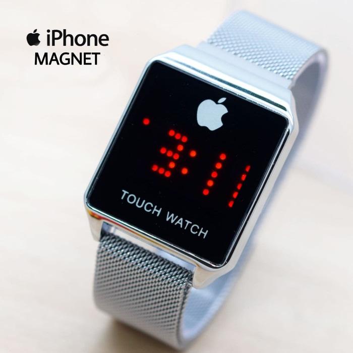 Jam Tangan Wanita Iphone Digital Magnet Rantai Pasir - Silver