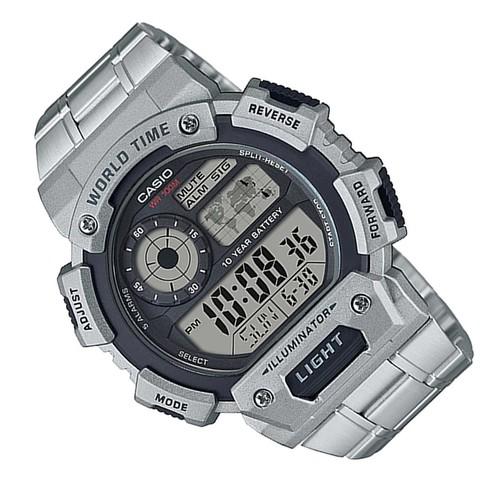Casio Youth Digital AE-1400WHD-1AV - Jam Tangan pria - Silver - Strap Stainless Steel - LM