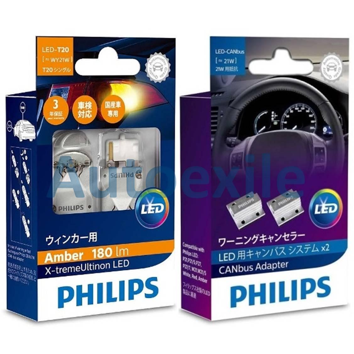Philips Xtreme Ultinon LED T20 WY21W WY21 12V Jingga free CANbus 21W Kedip Normal Fix Error Lampu Sein Amber Mobil