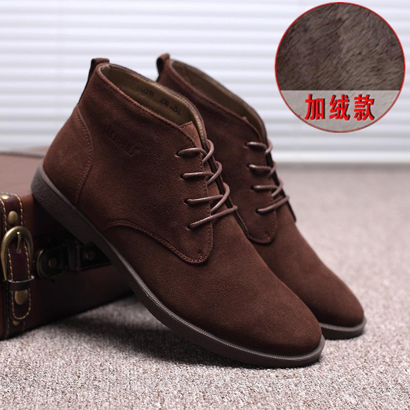 Musim dingin Boots Martin pria pasang ala Inggris netral Kulit suede sepatu boots pria Gaya Korea sepatu bot pendek suede Baur Kulit asli sepatu pria