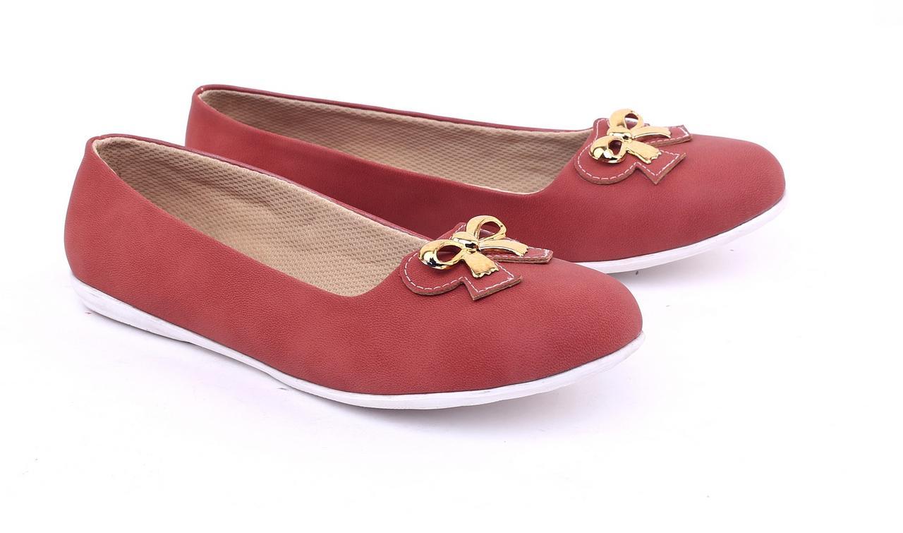 Garsel Sepatu Flat Wanita - bahan Synthetic - sol Tpr murah dan berkualitas (Merah Bata) GKK 6035