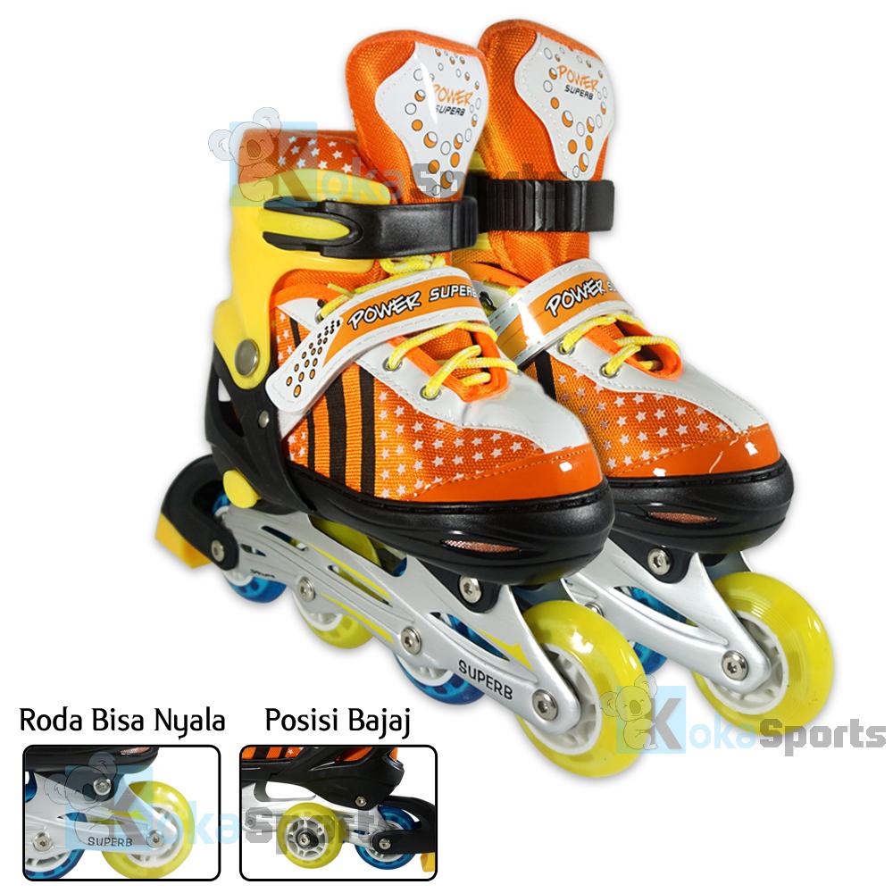 Power Sport Super B inLine Skate Sepatu Roda 2 in 1 Adjustable Wheel - Orange-Kuning