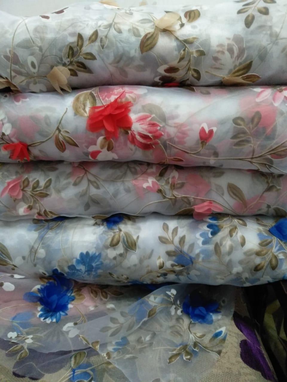 Organza 3D Flower Motif Meteran Harga Per 0.5M