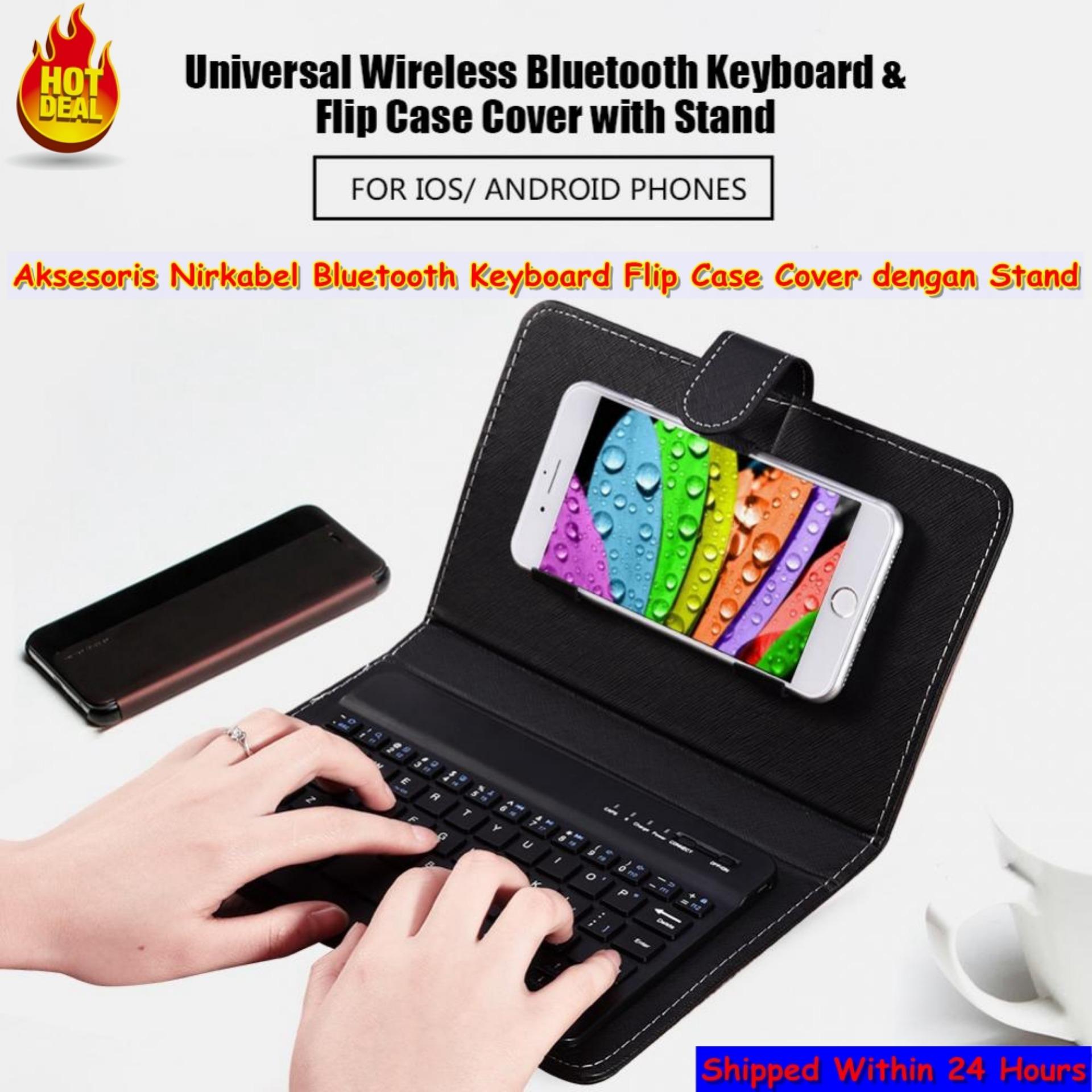 Qianmei Universal Aksesoris Nirkabel Bluetooth Keyboard Flip Case Cover dengan Stand-Intl