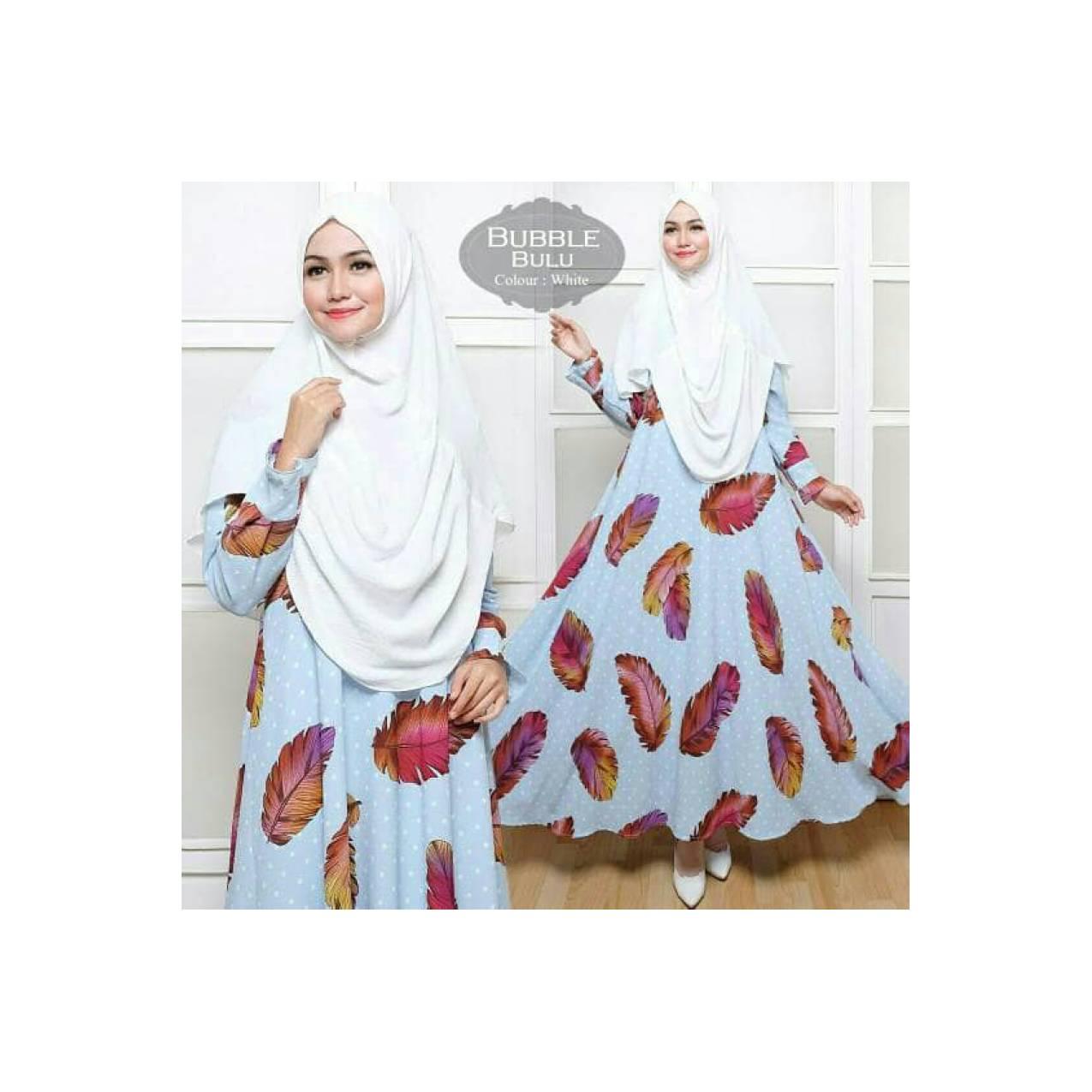 syarii buble bulu polkadot*baju muslim motif*baju gamis*stelan hijab