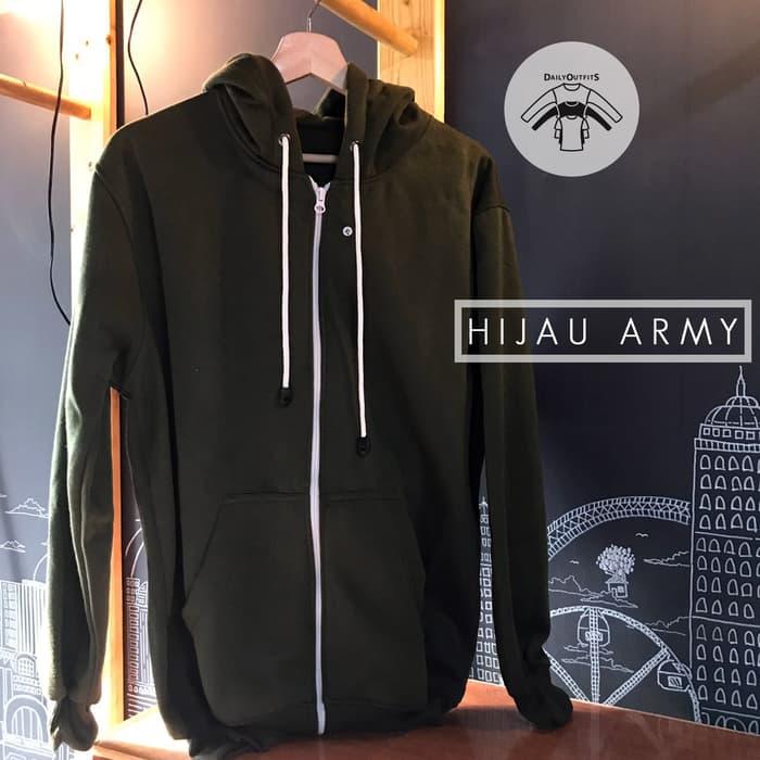 HOT SPESIAL!!! Jaket Sweater Polos Hoodie Zipper Hijau Army - Premium Quality