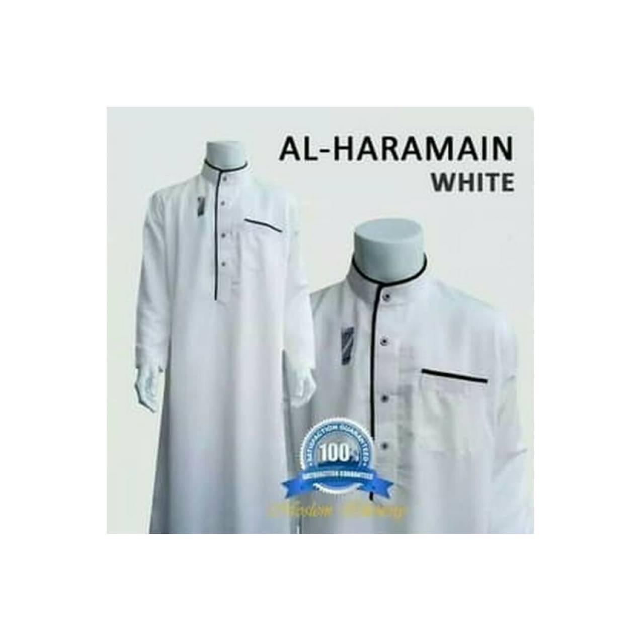 Gamis Pria Al-Haramain (S,M,L,XL) Lengan Panjang, Putih.