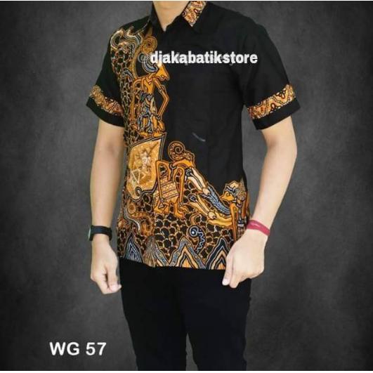 KEMEJA BATIK BATIK PEKALONGAN KEMEJA HEM BATIK PENDEK EKSLUSIF MURAH KEREN - BATIK WAYANG SUSUN