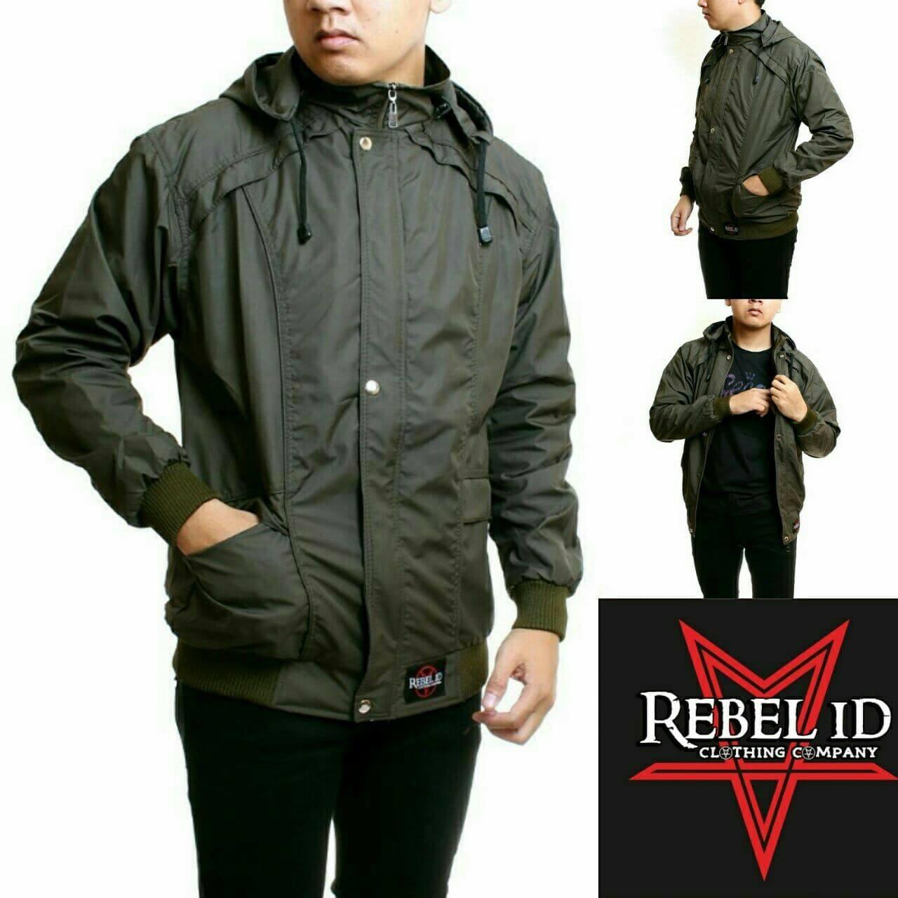 Jaket Taslan Waterproof Hoodie Pria