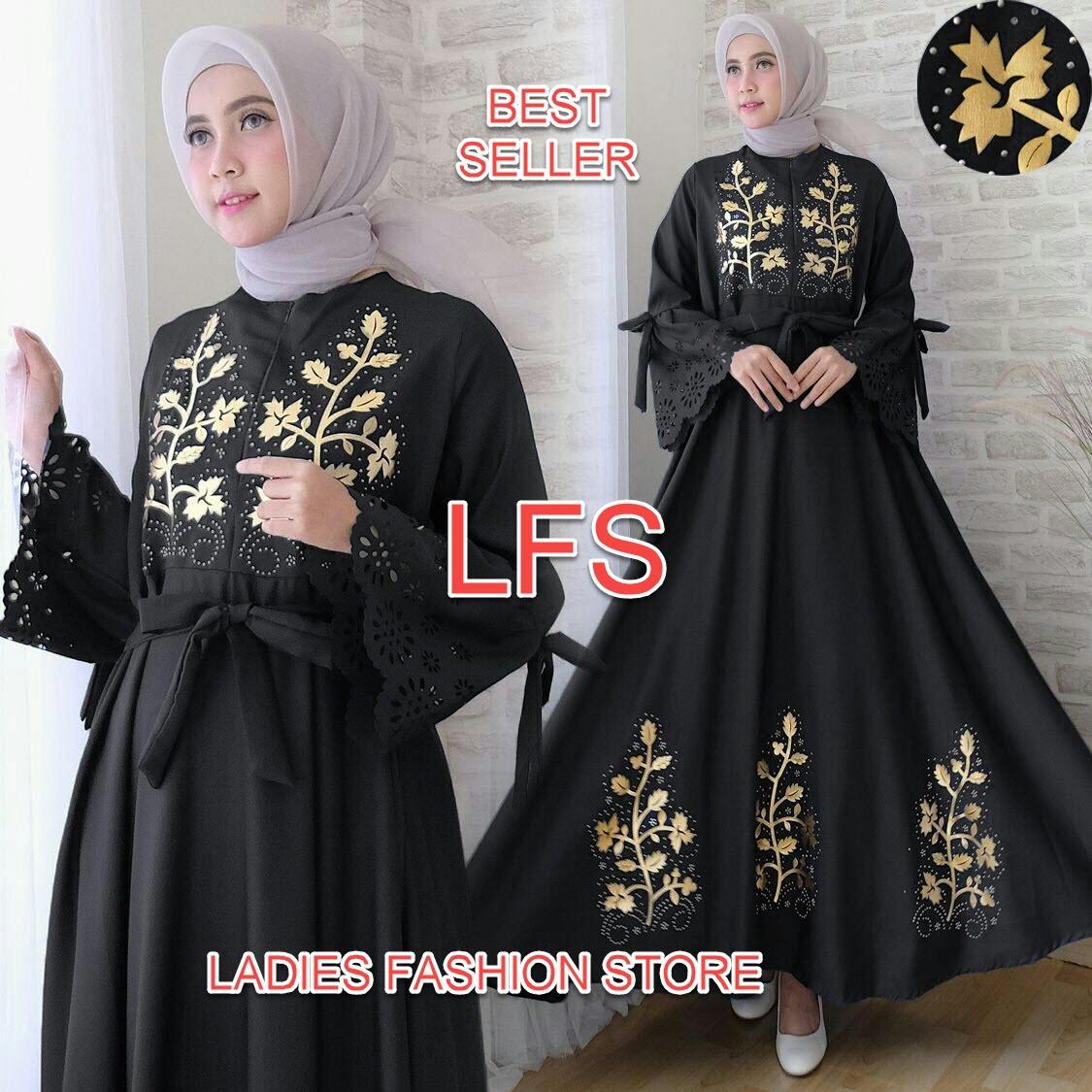 LFS Dress Gamis Panjang Muslimah HALA Busui / Set Dress Terusan Maxi Panjang / Syari Simple Elegant / Baju Muslim Kiciks / Kebaya Modern TANPA PASMINAH (Isyael) 1N – Hijab Baju Dewasa Syari'i Muslim Gaun Pesta Long Dress Wanita – Hitam Maroon Navy
