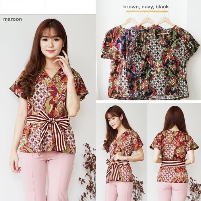 Baju kerja cewek wanita batik blouse atasan dress zaman now
