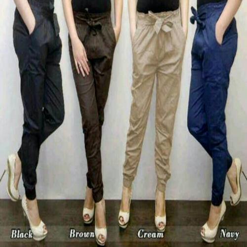 Celana joger panjang wanita terkini dan modelis-long pant - HITAM