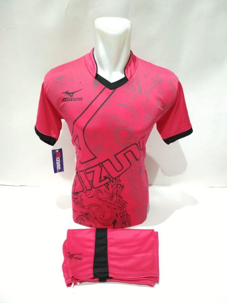 setelan olahraga kaos bola jersey futsal baju volly mizuno pink