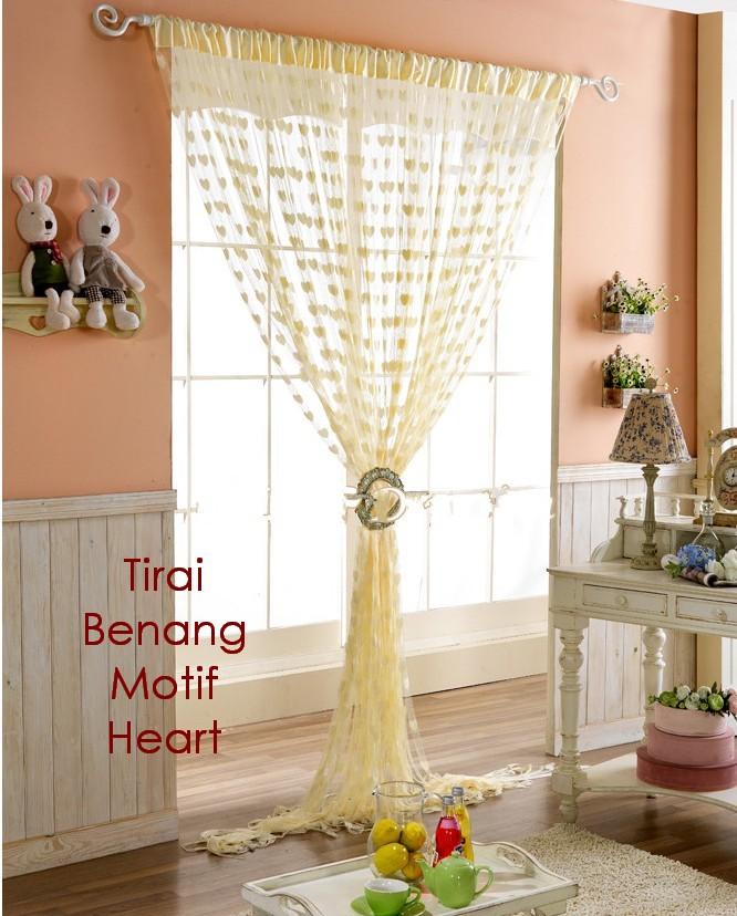 DapurBunda TBL Tirai Benang Pintu Dan Jendela Cantik Motif LOVE - CREAM