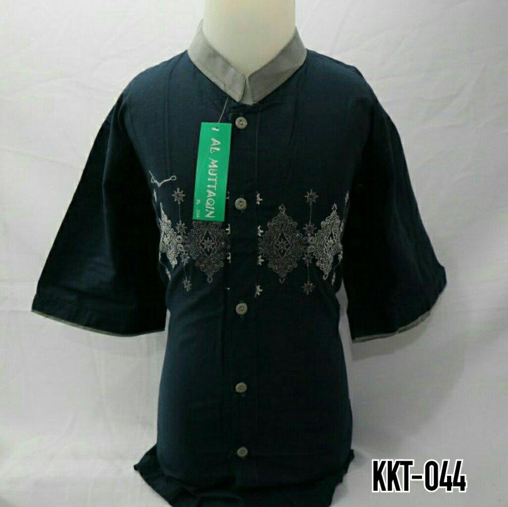 Baju Koko Muslim Anak Gamis Muslim Anak Kemeja Koko Anak Laki SD dan SMP Bordir Lengan Pendek Biru Dongker KKT 044 di lapak Al Muttaqin Collection produsenbajukoko