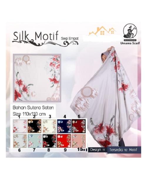 Kerudung Satin Silk Motif B11 Umama - Hijab Satin - Kerudung Satin - Scarf Umama - Hijab Kerudung Jilbab Segi empat